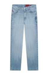 Calça Jeans Blue Gray Lav. Claro C/Pincelado e Puídos