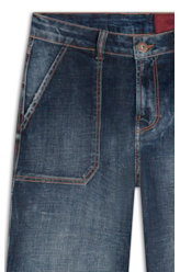 Calça Jeans Carpinteiro Reta Lav. Escuro C/ Rede