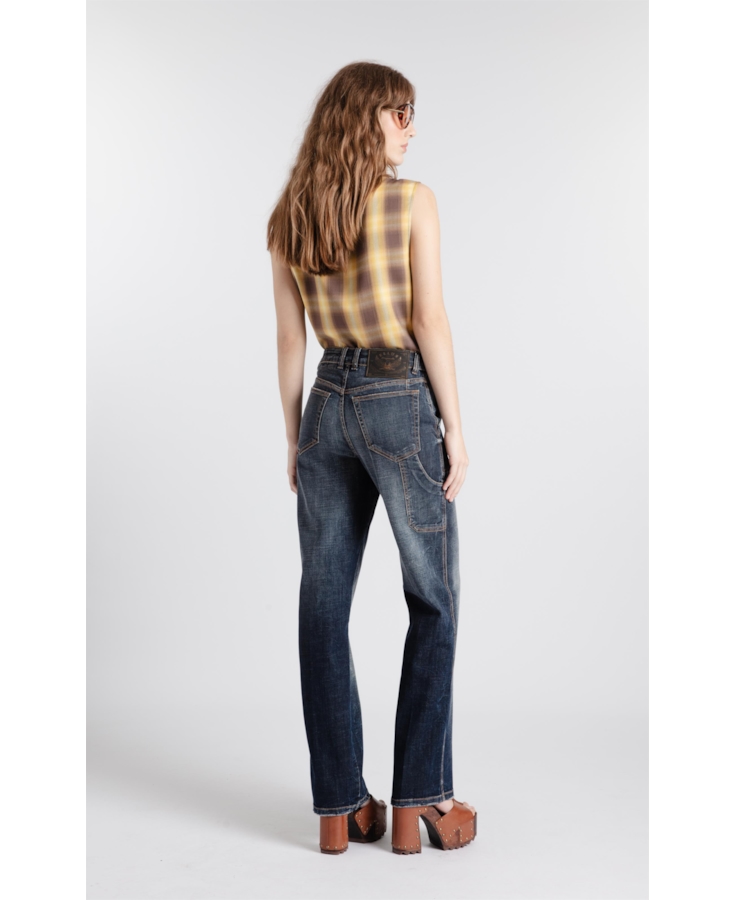 Calça Jeans Carpinteiro Reta Lav. Escuro C/ Rede