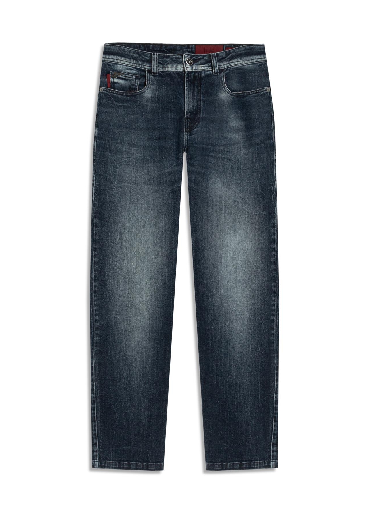 Calça Jeans Dark Forest Elastic (Baggy) 5 Pockets Lav. Escuro C/ Rede