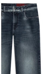 Calça Jeans Dark Forest Elastic (Baggy) 5 Pockets Lav. Escuro C/ Rede