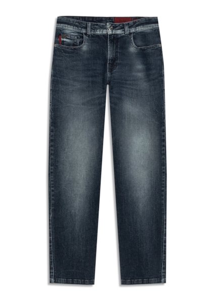Calça Jeans Dark Forest Elastic (Baggy) 5 Pockets Lav. Escuro C/ Rede