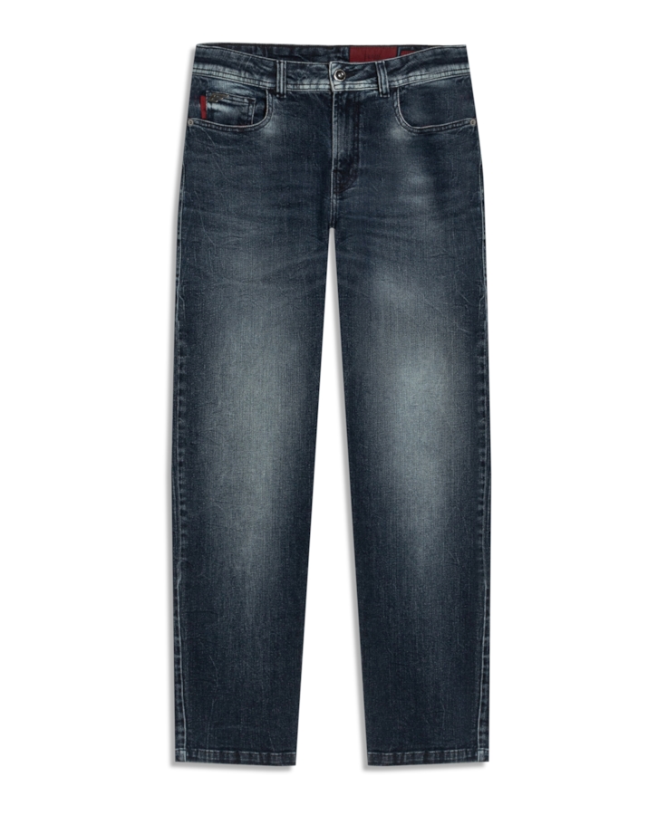 Calça Jeans Dark Forest Elastic (Baggy) 5 Pockets Lav. Escuro C/ Rede