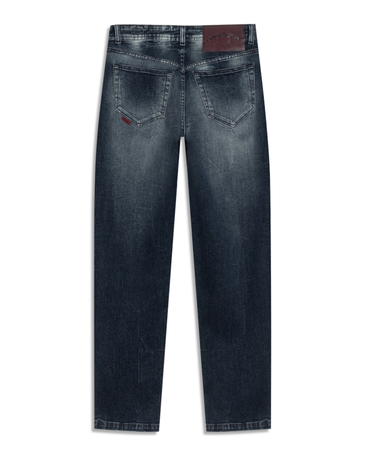 Calça Jeans Dark Forest Elastic (Baggy) 5 Pockets Lav. Escuro C/ Rede