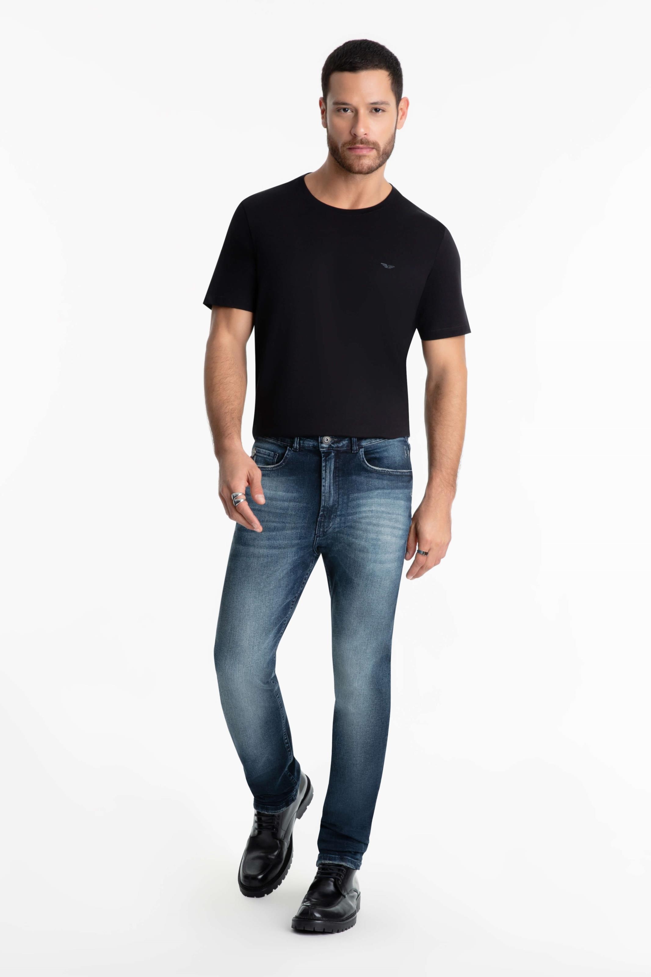 Calça Jeans Dark Forest Elastic Slim 1847 Lav. Escuro C/ Matiz