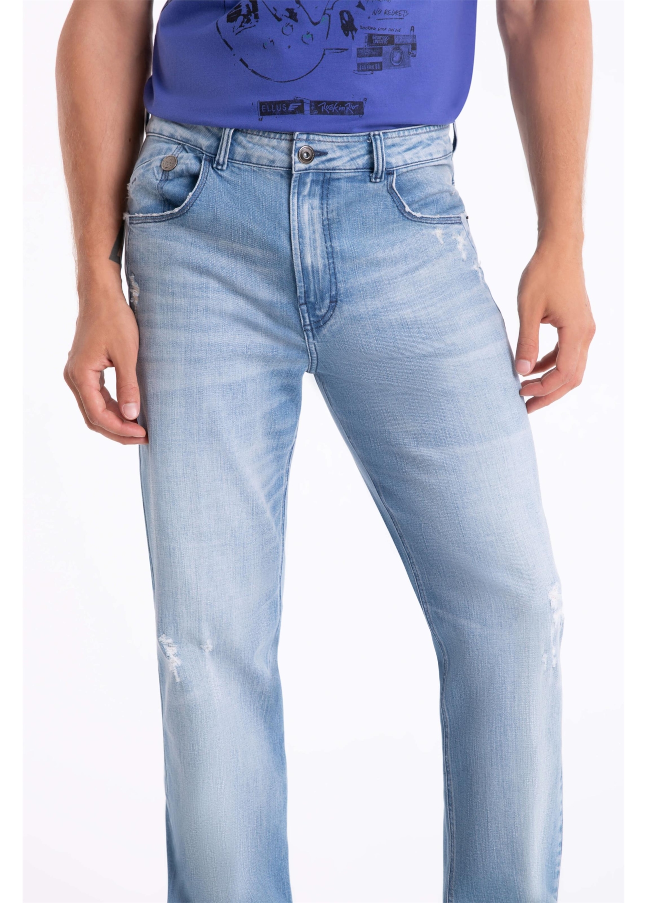 Calça Jeans Dark Sea Elastic 1802-Lav.Claro C/Puidos