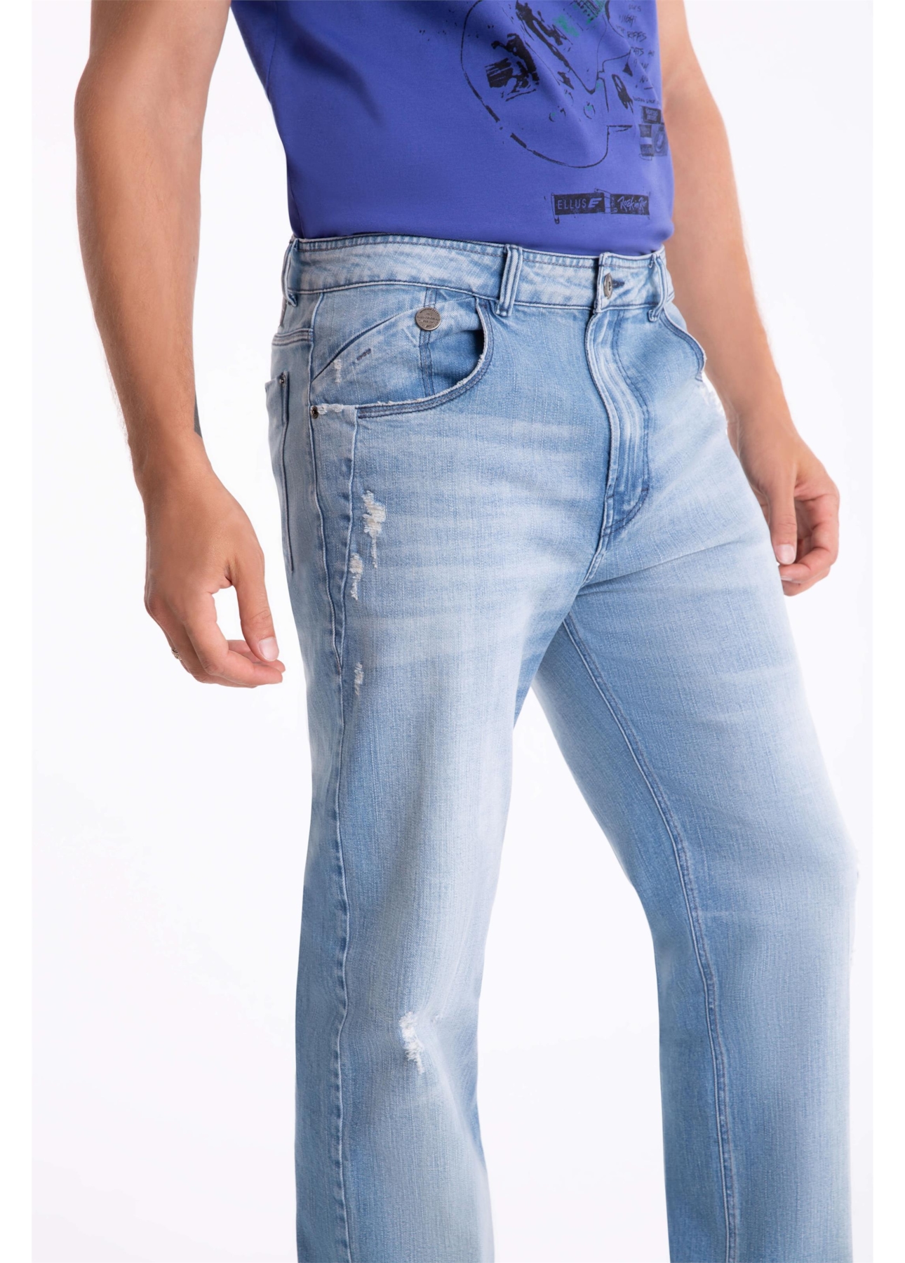 Calça Jeans Dark Sea Elastic 1802-Lav.Claro C/Puidos