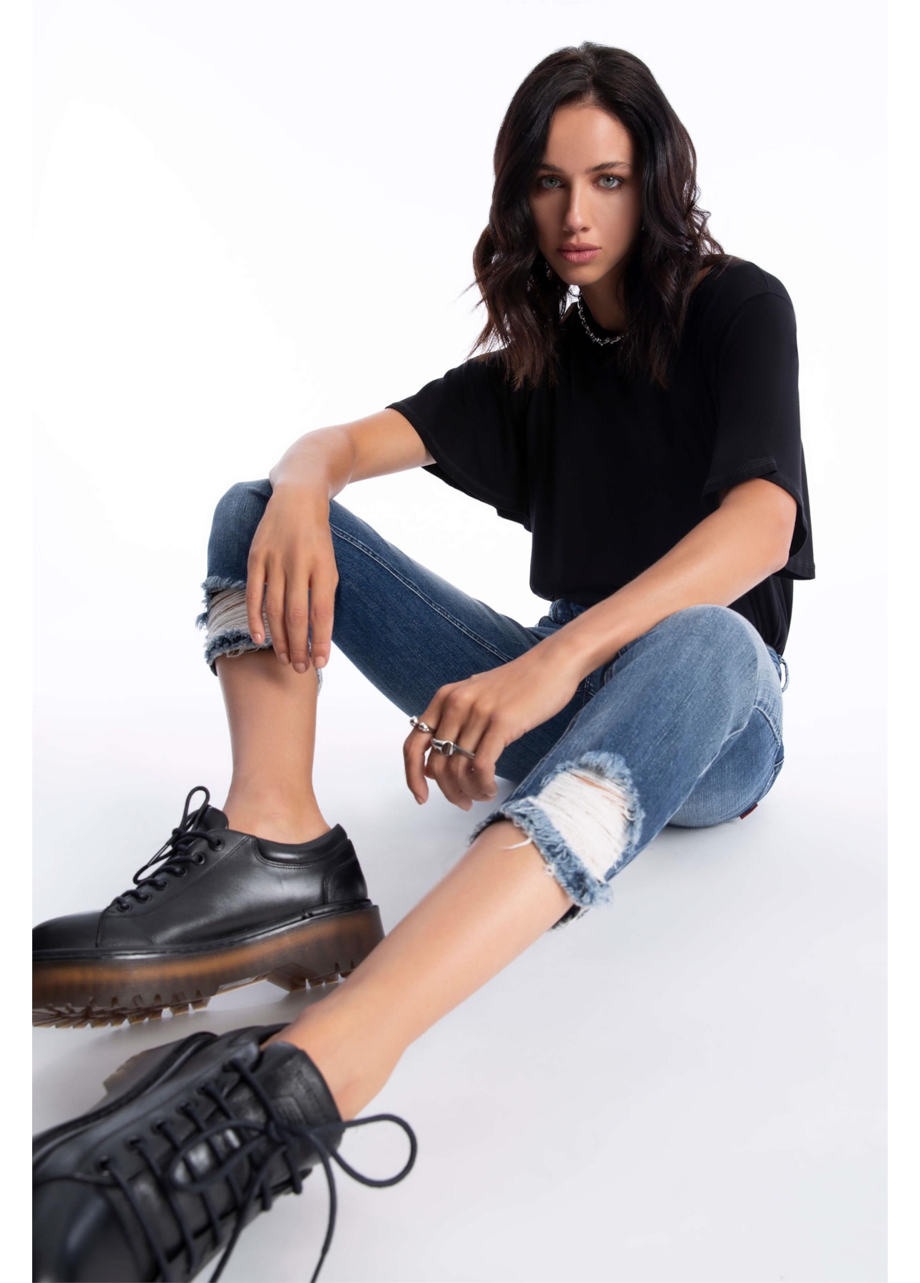 Calça Jeans Dark Sea Elastic 1869-Lav.Medio C/ Puidos