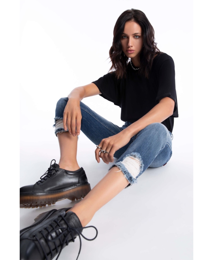 Calça Jeans Dark Sea Elastic 1869-Lav.Medio C/ Puidos