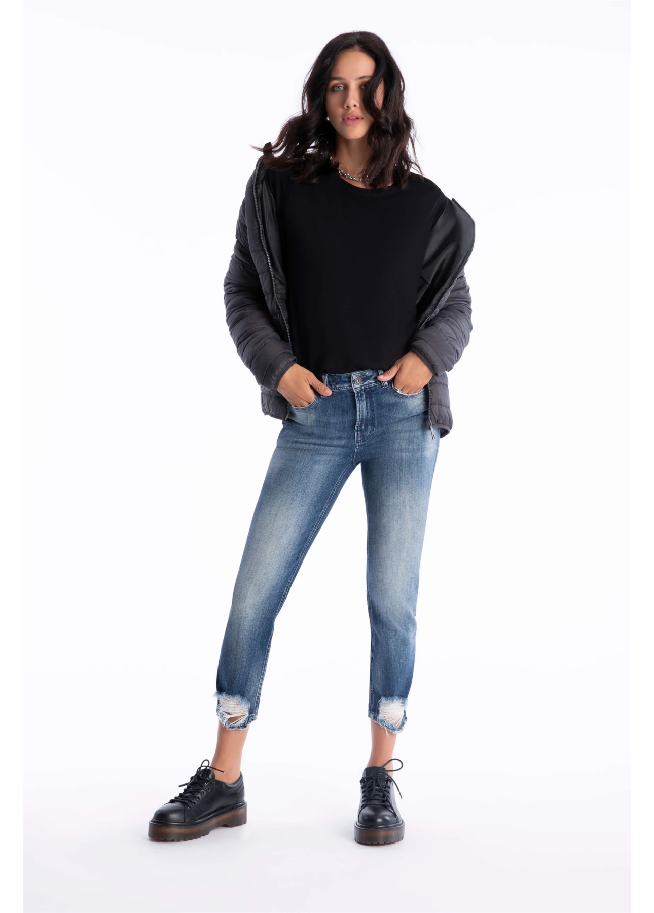 Calça Jeans Dark Sea Elastic 1869-Lav.Medio C/ Puidos
