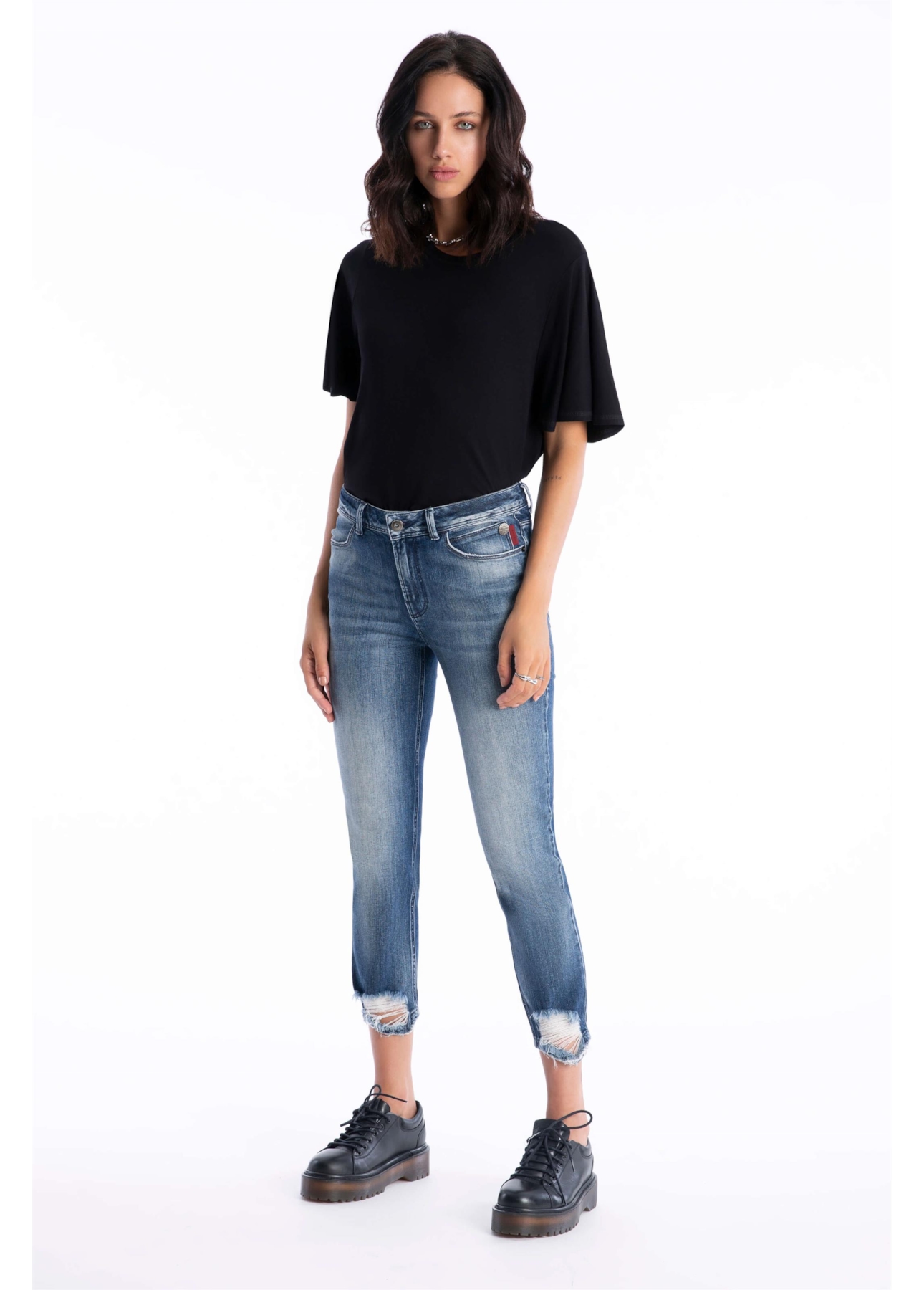 Calça Jeans Dark Sea Elastic 1869-Lav.Medio C/ Puidos