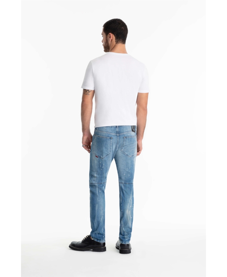 Calça Jeans Dark Sea Elastic Motorcycle Claro C/Tie Dye+pui+res