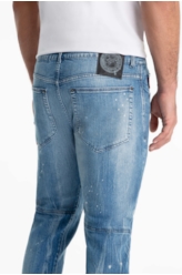 Calça Jeans Dark Sea Elastic Motorcycle Claro C/Tie Dye+pui+res