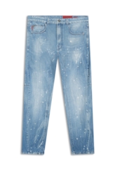 Calça Jeans Dark Sea Elastic Motorcycle Claro C/Tie Dye+pui+res