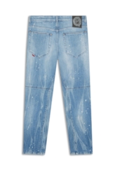 Calça Jeans Dark Sea Elastic Motorcycle Claro C/Tie Dye+pui+res