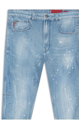 Calça Jeans Dark Sea Elastic Motorcycle Claro C/Tie Dye+pui+res