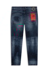Calça Jeans Dark Sea Elastic Rock Lav.Medio C/Puido Cerzido