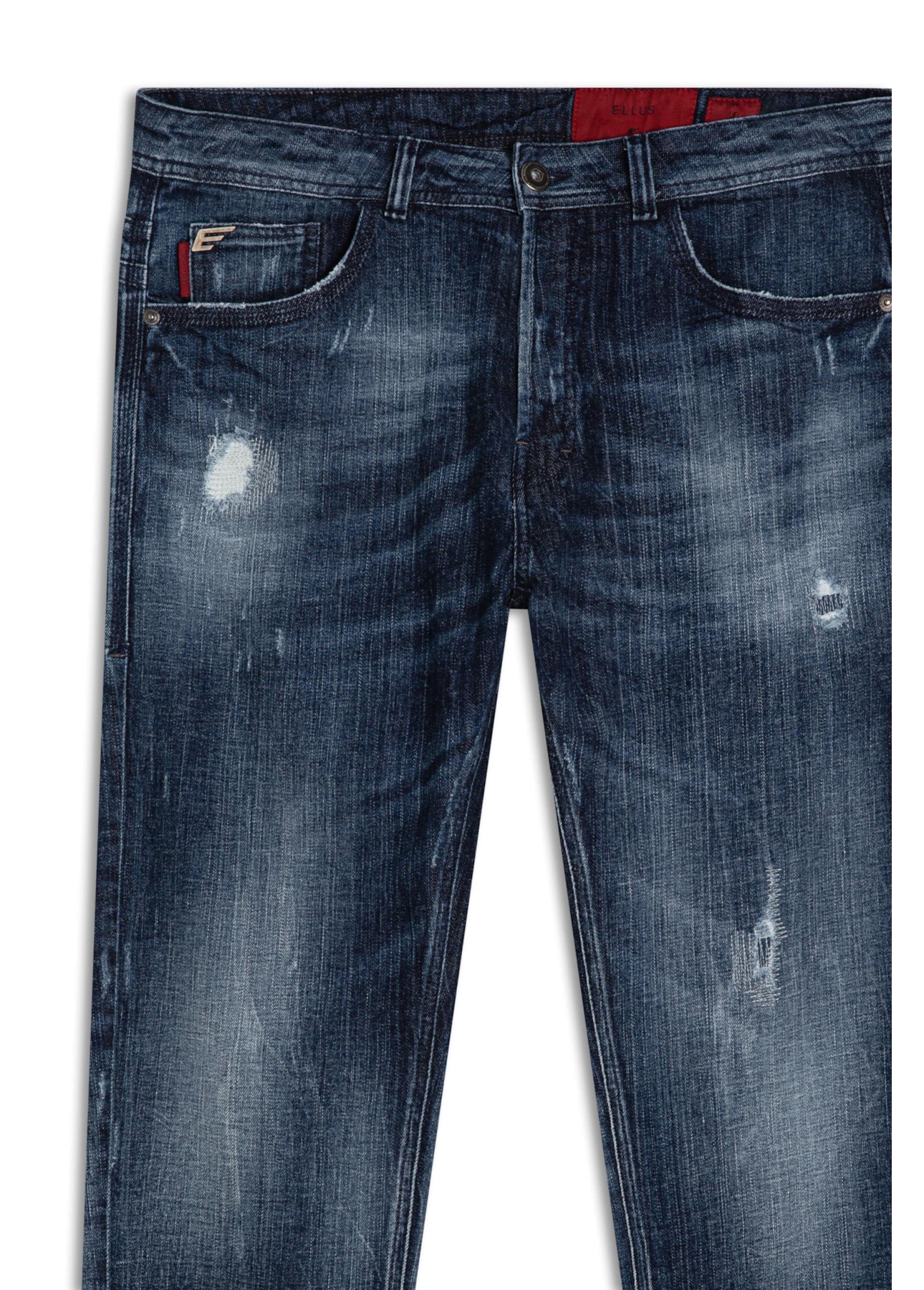 Calça Jeans Dark Sea Elastic Rock Lav.Medio C/Puido Cerzido