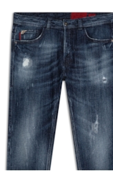 Calça Jeans Dark Sea Elastic Rock Lav.Medio C/Puido Cerzido