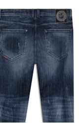 Calça Jeans Dark Sea Elastic Rock Lav.Medio C/Puido Cerzido