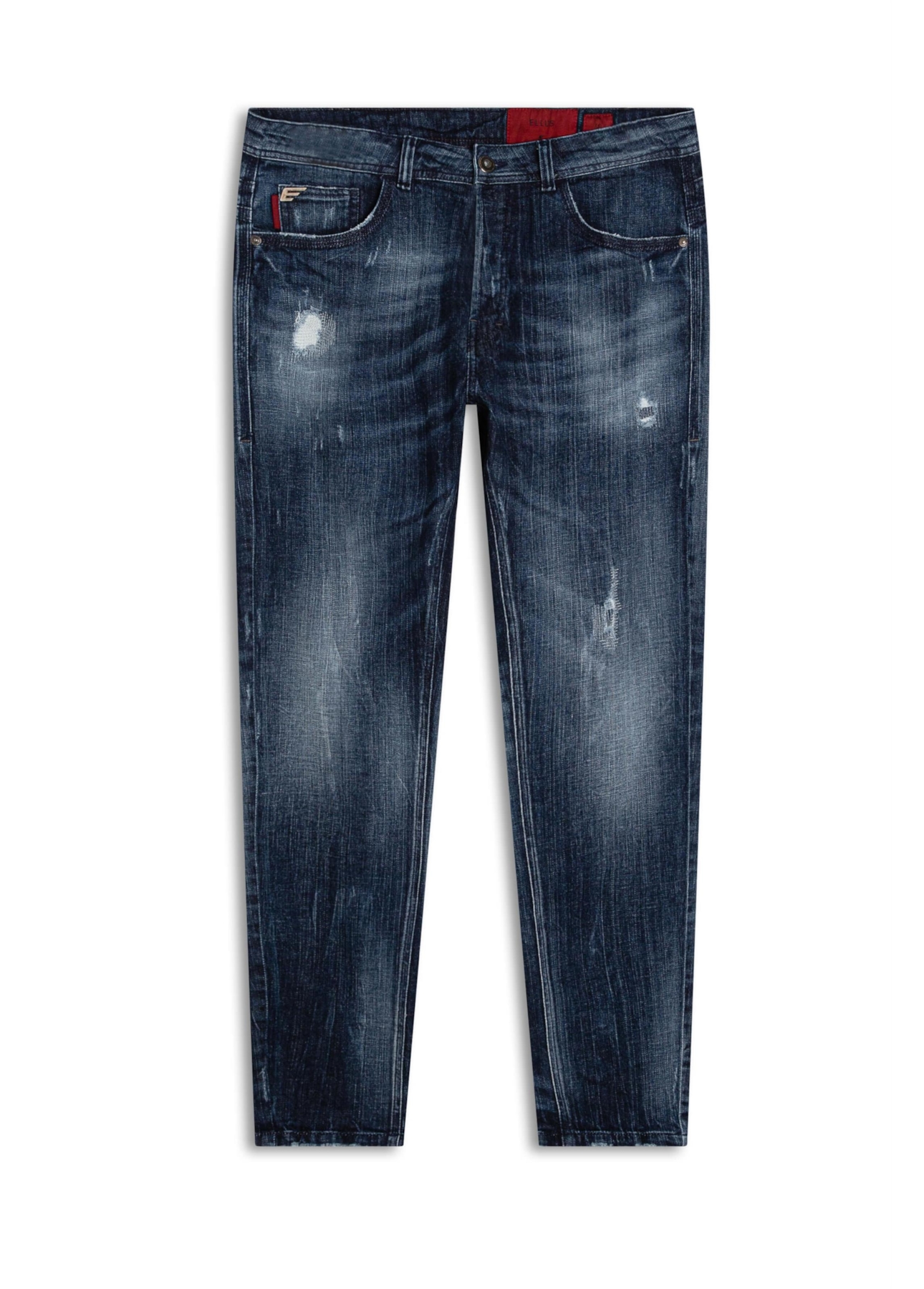 Calça Jeans Dark Sea Elastic Rock Lav.Medio C/Puido Cerzido
