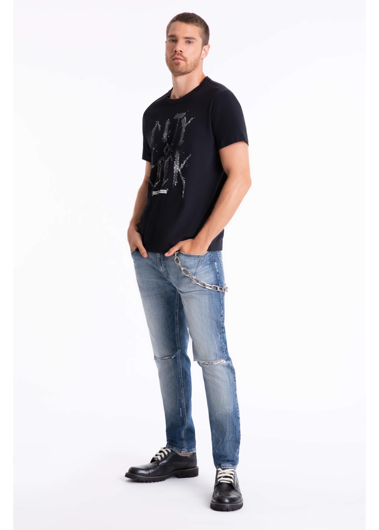 Calça Jeans Deep Blue Elastic Ii 1801-Lav.Medio C/Estiletado