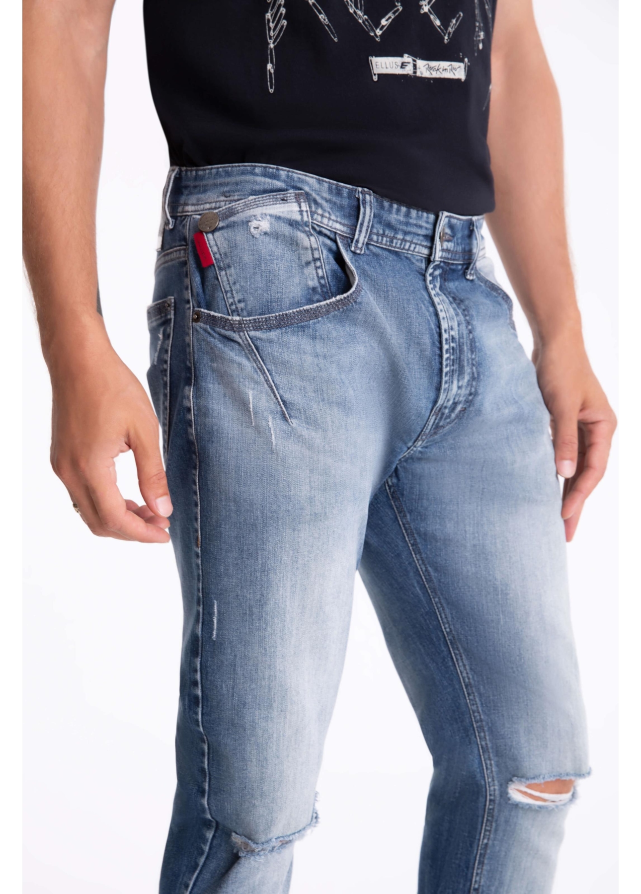 Calça Jeans Deep Blue Elastic Ii 1801-Lav.Medio C/Estiletado