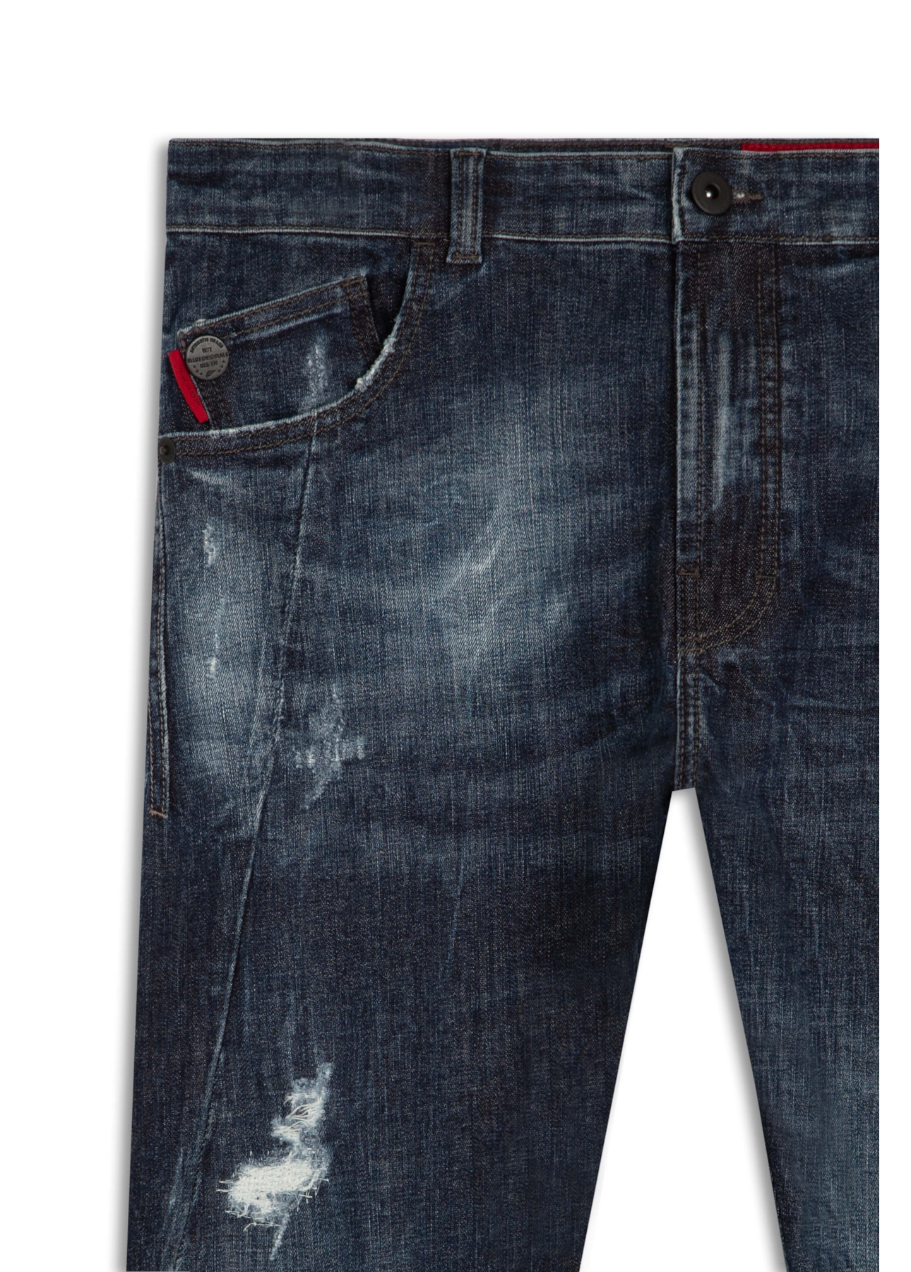 Calça Jeans Deep Blue Elastic Preppy New Slim 1688- Lav.Esc. C/Cerzidos
