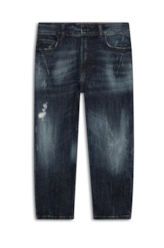 Calça Jeans Deep Blue Elastic Sporty Cropped 1688- Lav.Esc. C/Cerzidos