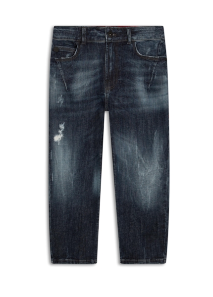 Calça Jeans Deep Blue Elastic Sporty Cropped 1688- Lav.Esc. C/Cerzidos