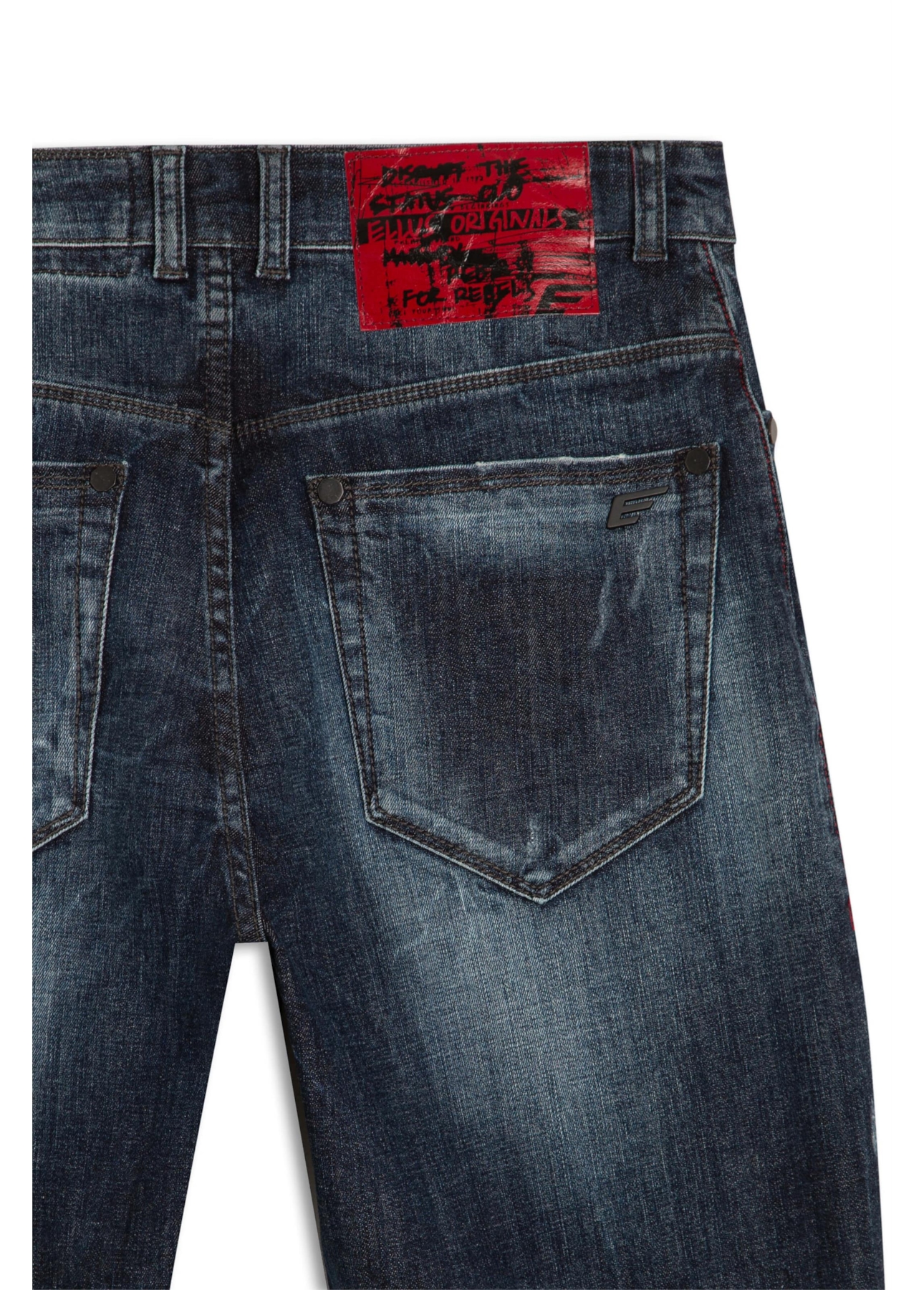 Calça Jeans Deep Blue Elastic Sporty Cropped 1688- Lav.Esc. C/Cerzidos
