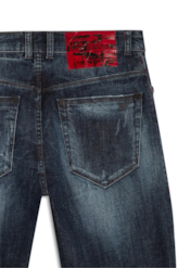 Calça Jeans Deep Blue Elastic Sporty Cropped 1688- Lav.Esc. C/Cerzidos