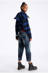 Calça Jeans Deep Blue Elastic Sporty Cropped 1688- Lav.Esc. C/Cerzidos