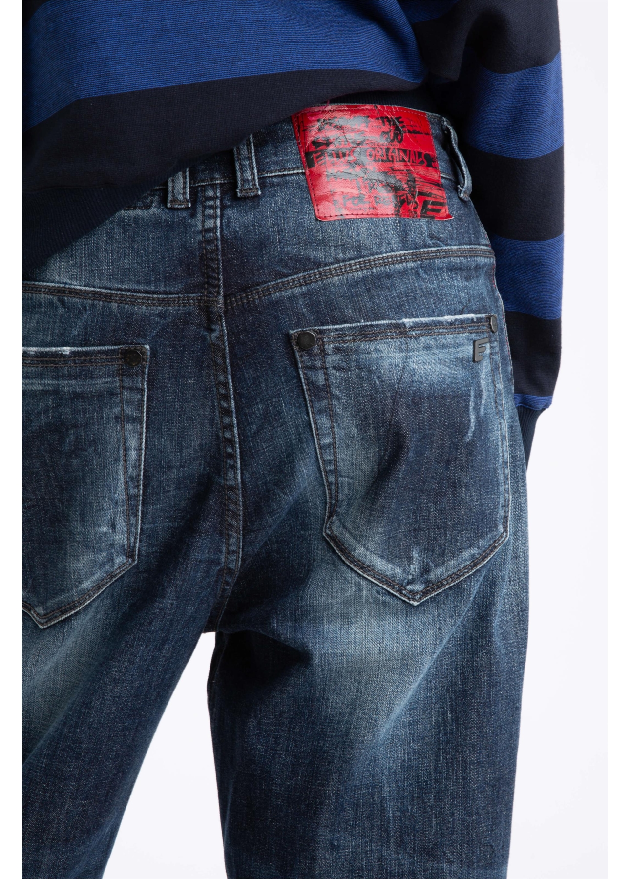 Calça Jeans Deep Blue Elastic Sporty Cropped 1688- Lav.Esc. C/Cerzidos