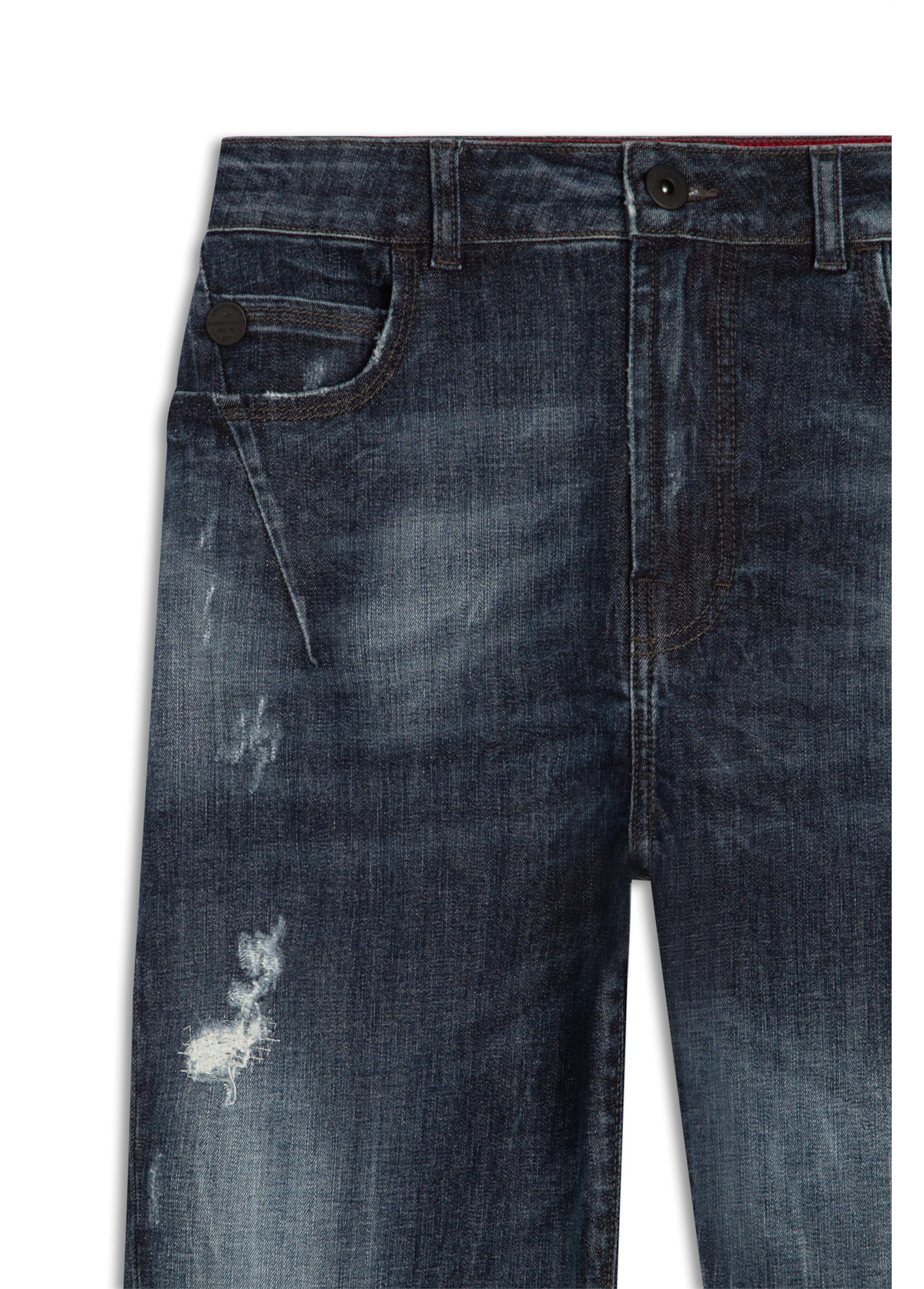 Calça Jeans Deep Blue Elastic Sporty Cropped 1688- Lav.Esc. C/Cerzidos