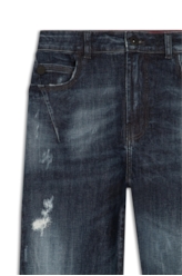Calça Jeans Deep Blue Elastic Sporty Cropped 1688- Lav.Esc. C/Cerzidos