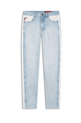 Calça Jeans Desert Mom Bicolor  Lav.Claro C/ Sky