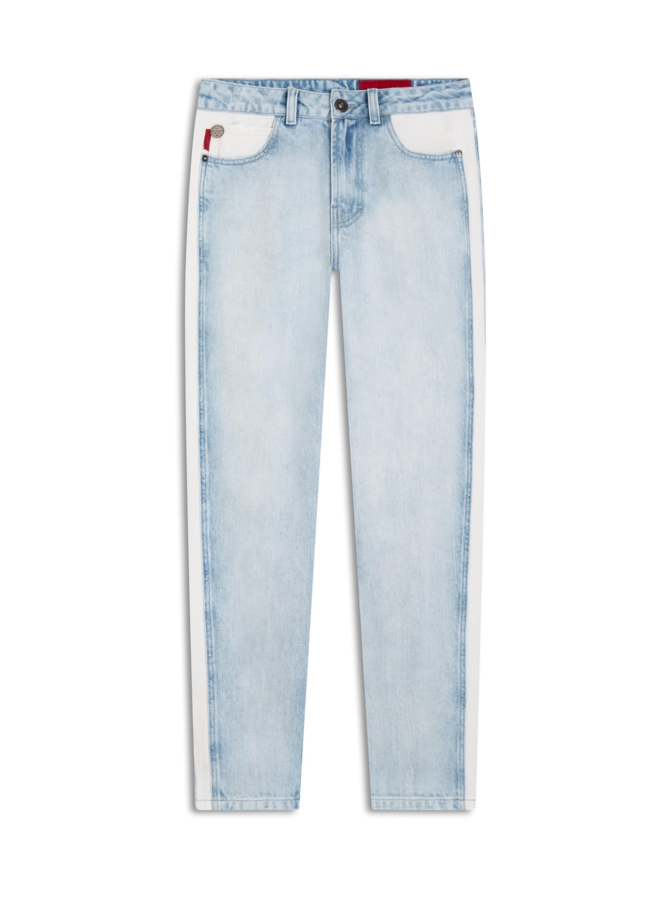 Calça Jeans Desert Mom Bicolor  Lav.Claro C/ Sky