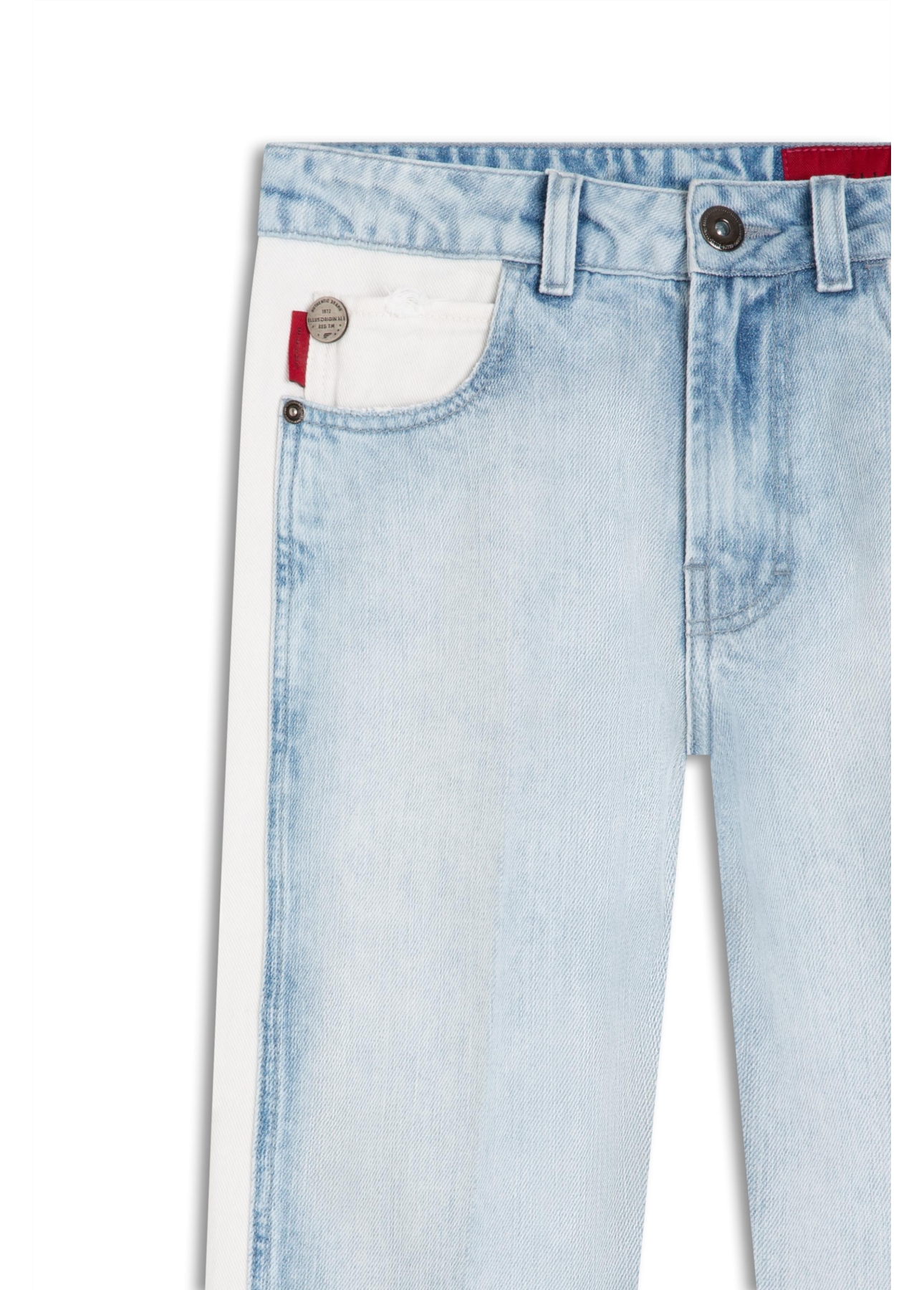 Calça Jeans Desert Mom Bicolor  Lav.Claro C/ Sky
