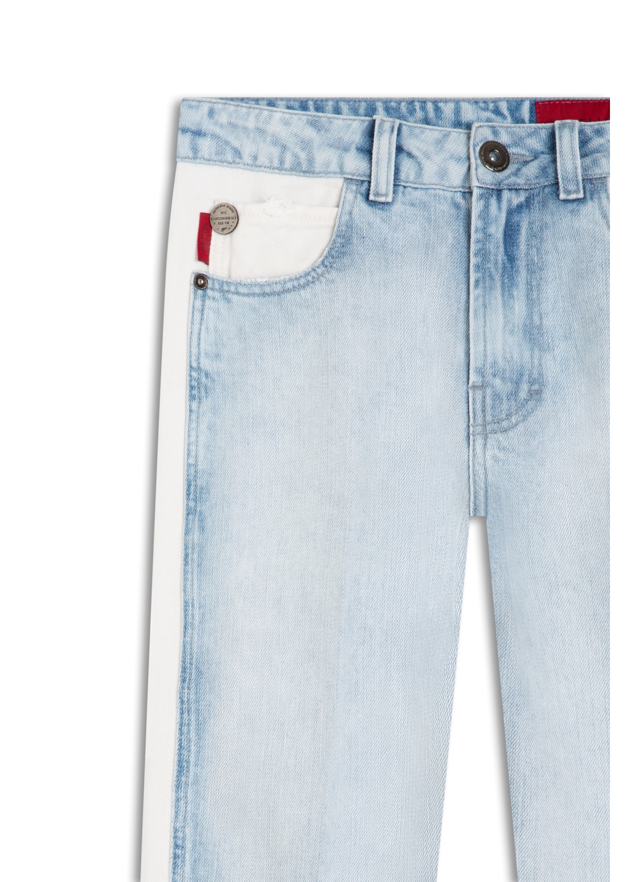 Calça Jeans Desert Mom Bicolor  Lav.Claro C/ Sky