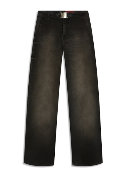 Calça Jeans First Black (Patte d Eph) Fivela Lav.Escuro C/ Jato