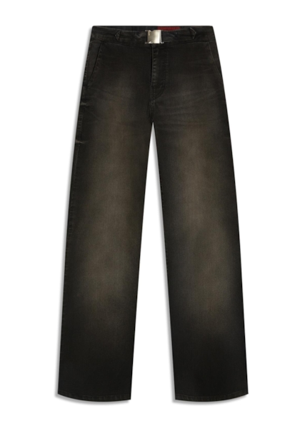 Calça Jeans First Black (Patte d Eph) Fivela Lav.Escuro C/ Jato