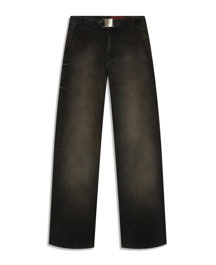 Calça Jeans First Black (Patte d Eph) Fivela Lav.Escuro C/ Jato