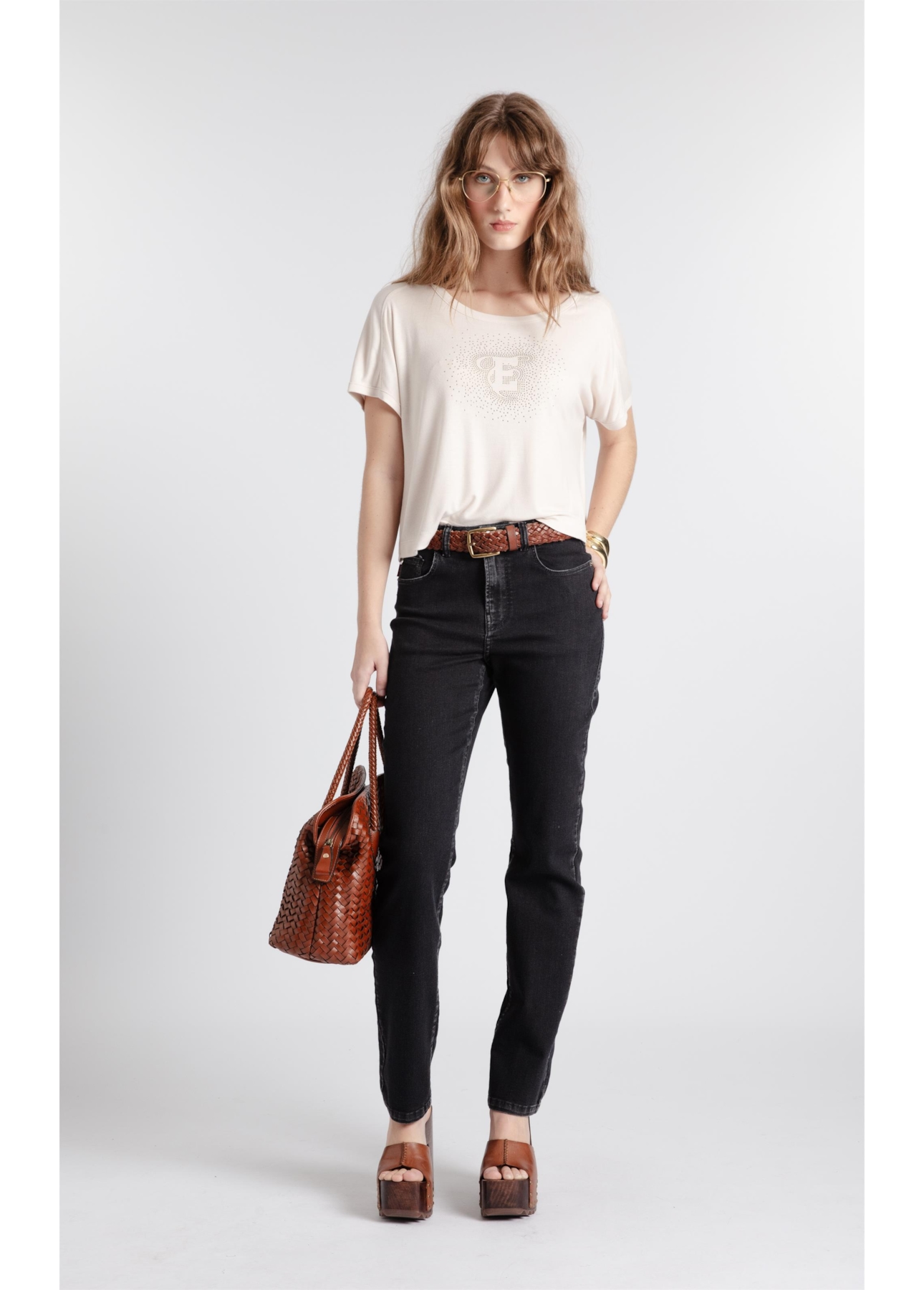 Calça Jeans First Black Skinny Lav.Gisele Escuro Com Luva
