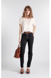 Calça Jeans First Black Skinny Lav.Gisele Escuro Com Luva