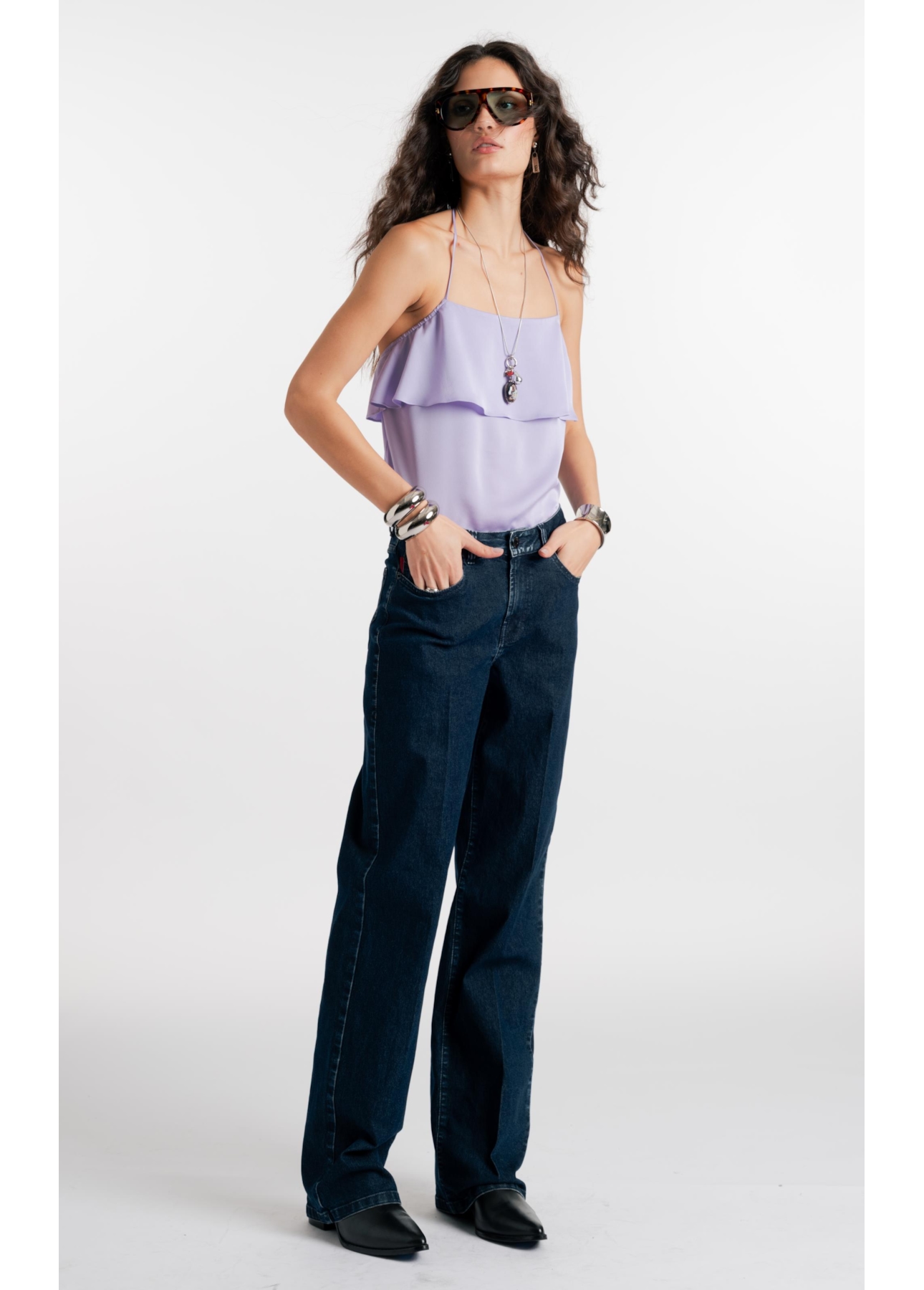 Calça Jeans First Blue (Gisele Reta) 5 Pockets Lav.Escuro C/ Luva