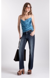 Calça Jeans First Blue Gisele Reta Lav.Gisele Escuro Com Used