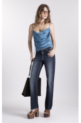 Calça Jeans First Blue Gisele Reta Lav.Gisele Escuro Com Used