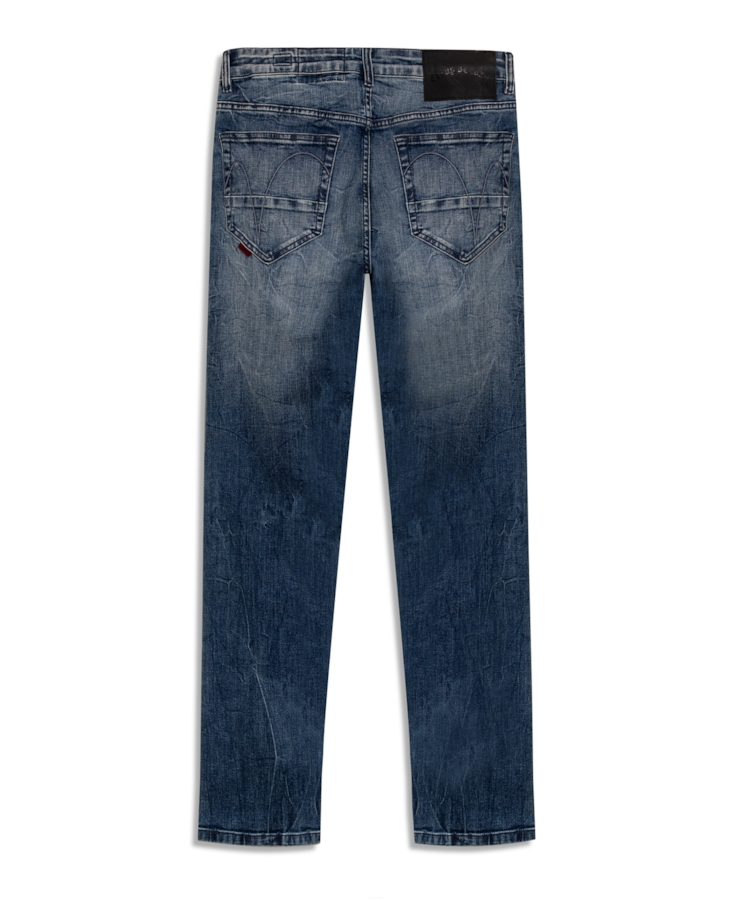 Calça Jeans High Comfort Slim Lav.Claro Com Tie Dye e Puído