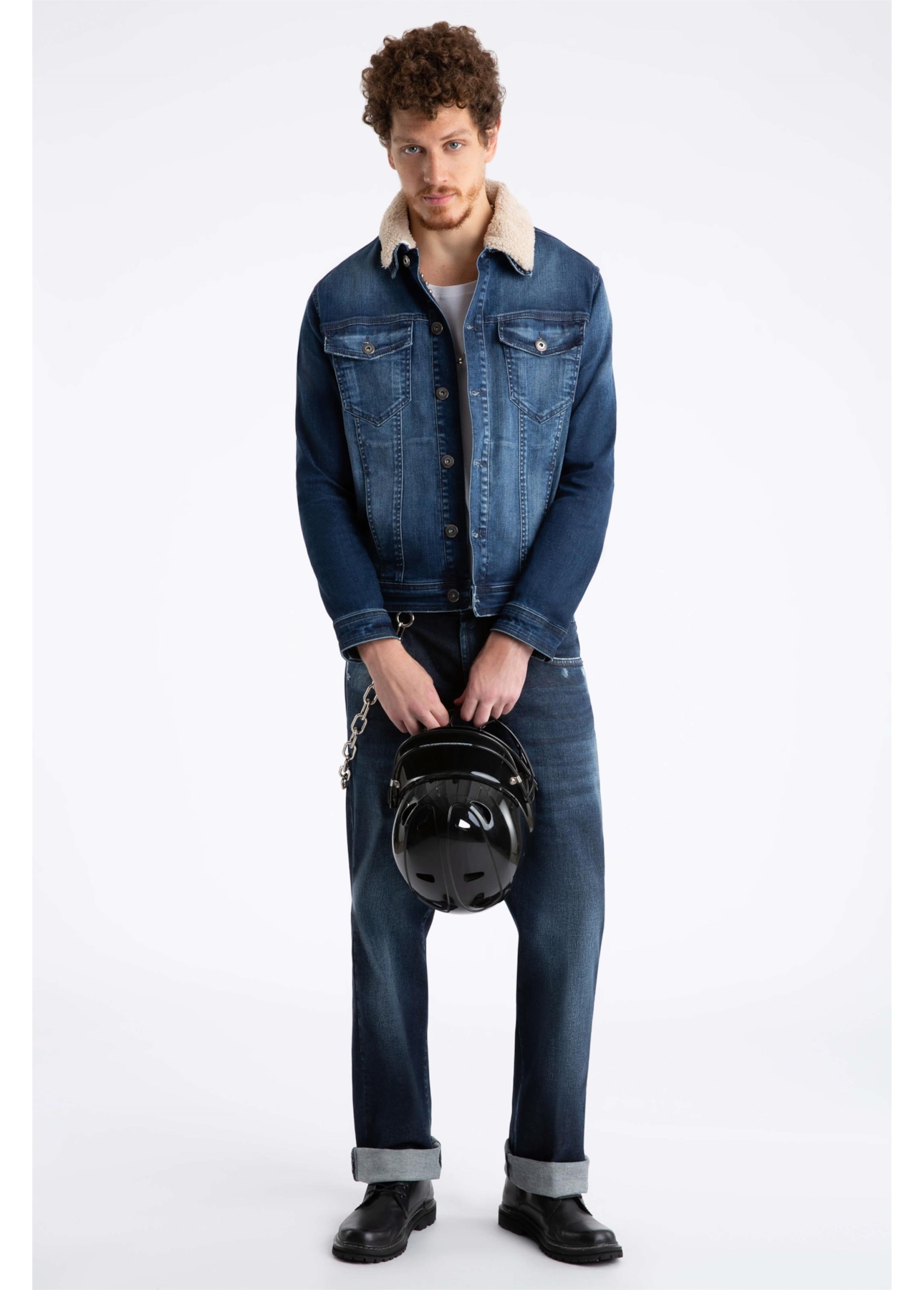 Calça Jeans High Comfort Stretch Dark Slouch 1719-Lav.Escuro C/ Puidos